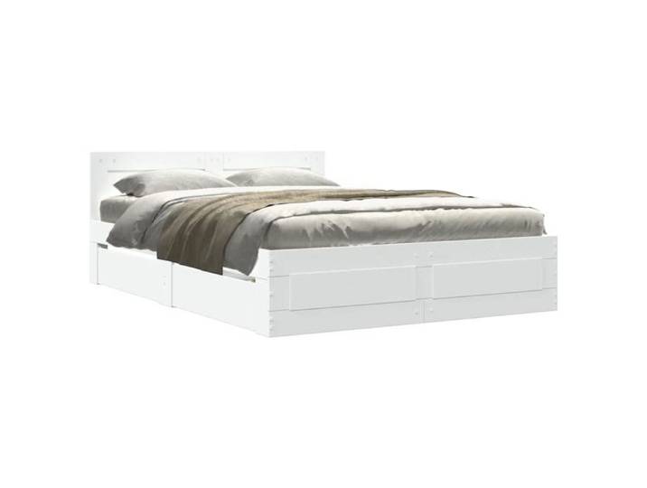 Cadre de lit double - VIDAXL - LL307455 - Blanc - 140x190cm - Bois d'ingénierie
