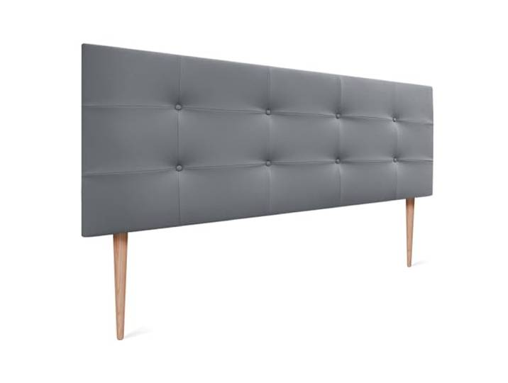 DHOME Kopfteil, gepolstertes Bett Kopfteil 8cm dick. Gepolstertes Kopfteil ACUALINE Stoff und Kunstleder. Bett-Kopfteile (Kuntsleder Grau, 160x115cm Mit Füßen (Betten 150/160))