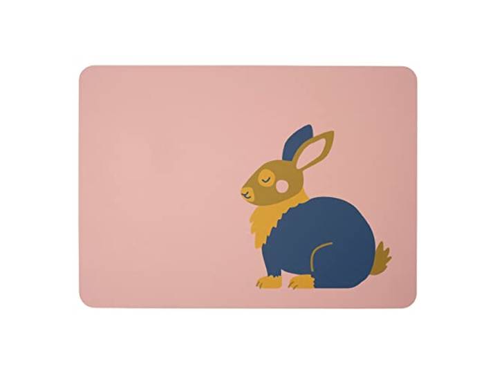 ASA Kids Tischset Kaninchen Karla aus PVC in Lederoptik in der Farbe Rosa-Blau, Maße: 46cm x 33cm x 0,2cm, 78837420