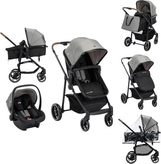 Kinderwagen-Set - Reißverschluss-System - Sichere Fortbewegung - 3-in-1 - Bis zu 22 kg - Grau