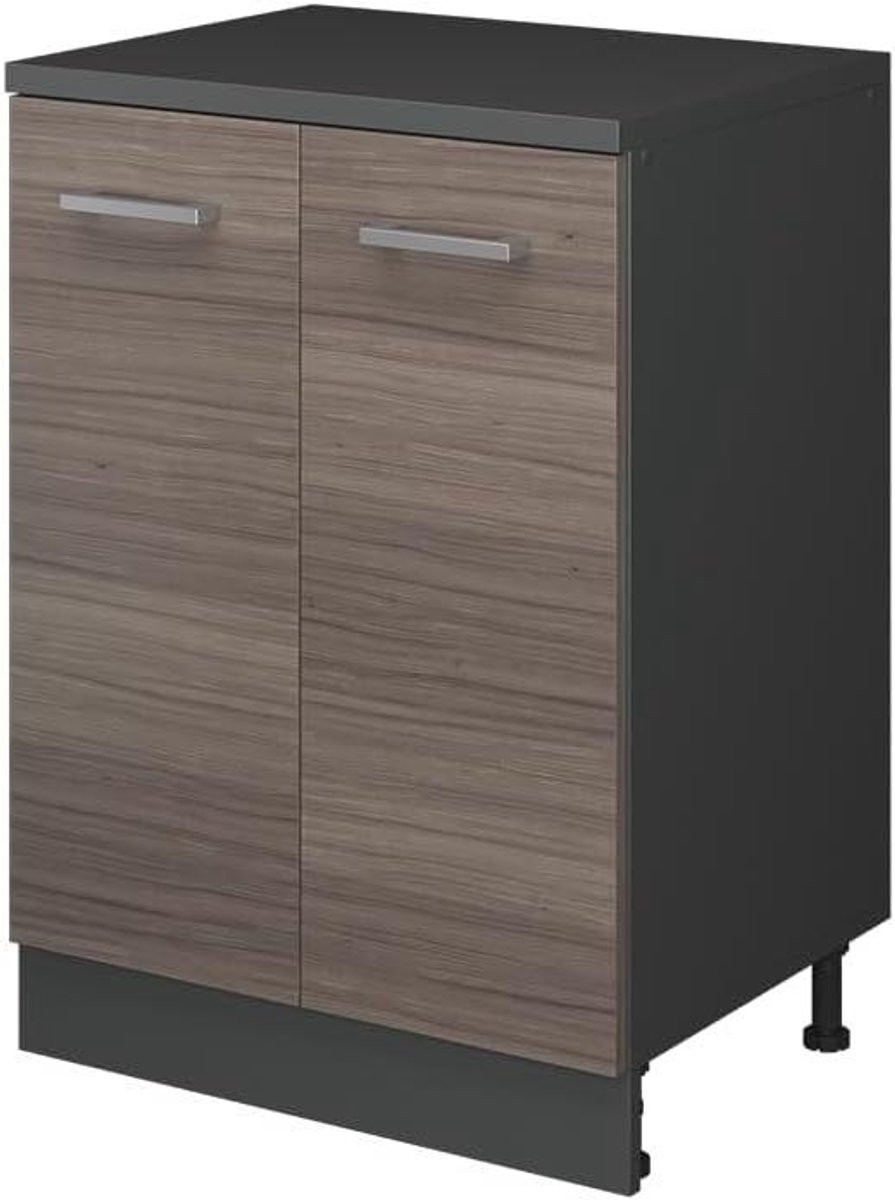 Edelgrijze Keukenkast voor Schuine Wand - Ruimtebesparende Hoekopslagkast - Breedte: 60 cm