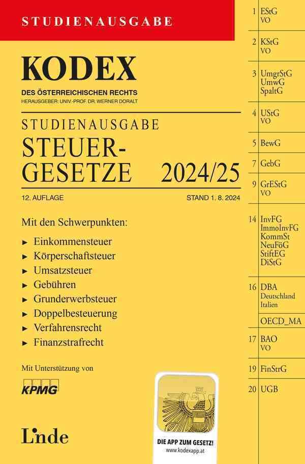 Andrei Bodis - KODEX Studienausgabe Steuergesetze 2024/25: Studienausgabe - Preis vom 30.09.2026 22:30:23 h