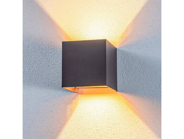 Applique d'extérieur LED Nivar Square, noir/or - Lindby - Balcon - Moderne - Métal - Angulaire