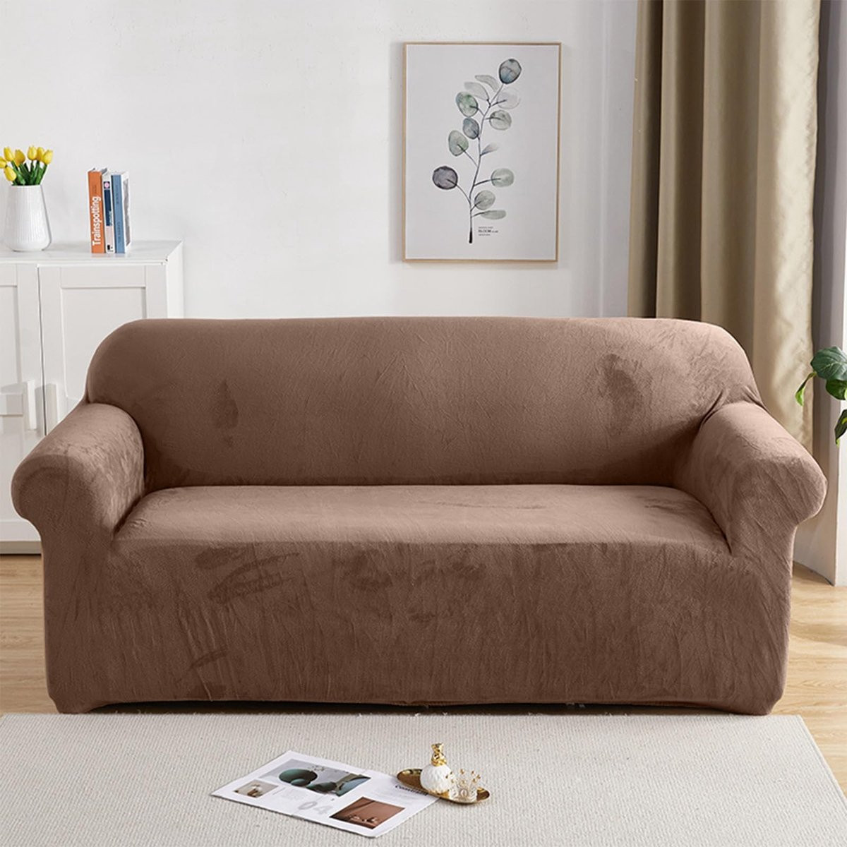 Dailygoods Elastische Bankovertrek voor 2-zits Sofa - Kameel