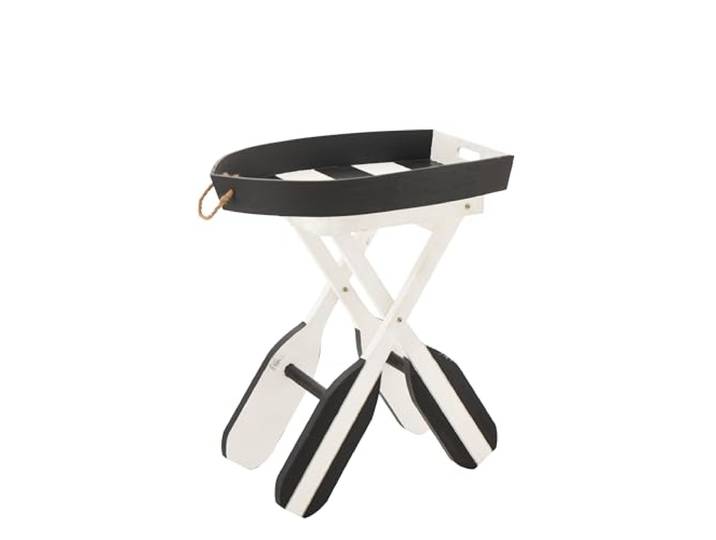 J-line Beistelltisch Gestreiftes Boot - Holz - schwarz/weiß
