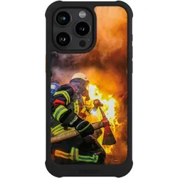 Nivocase Hülle für Apple iPhone 15 Pro Max Stossfeste Handyhülle NIVOmax Case Schwarz Feuer Feuerwehr (Apple iPhone 15 Pro Max), Smartphone Hülle, Schwarz