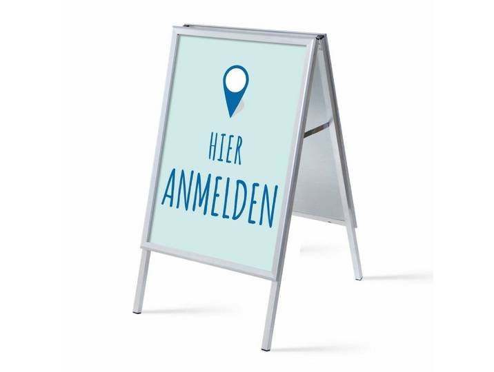 Showdown Displays Standregal A1 - Komplett-Set - Hier Anmelden Deutsch - Blau/Schwarz, 1-tlg.