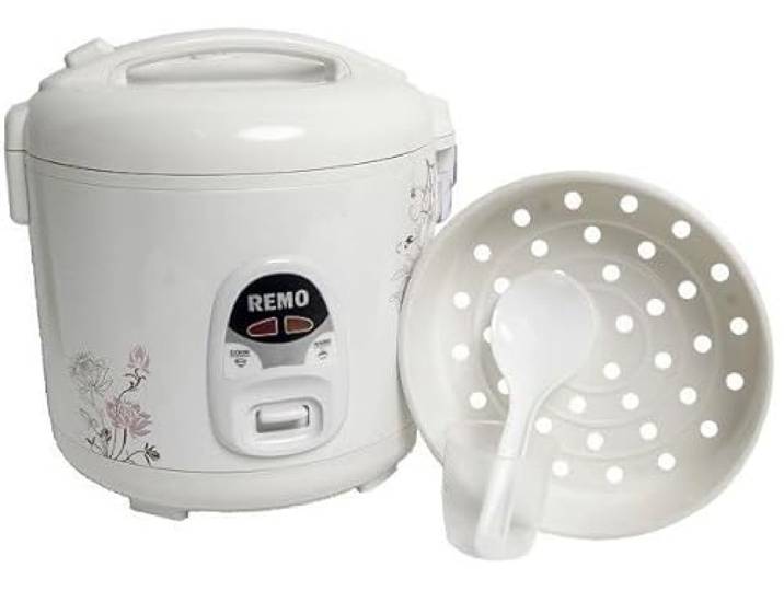 Remo rijstkoker 1,2 l – instant pan, modern, snelkookpan, stoommand, maatbeker, rijstlepel, functie