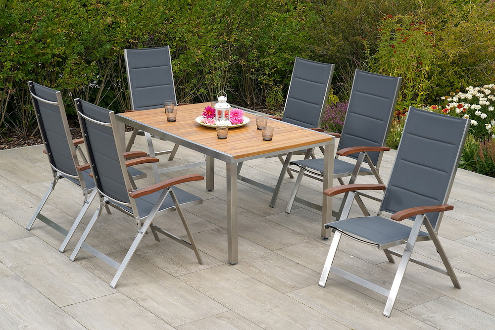 MERXXHANDELS Ferrara Set 7tlg 6 Sessel Tisch 150x90cm 16946452