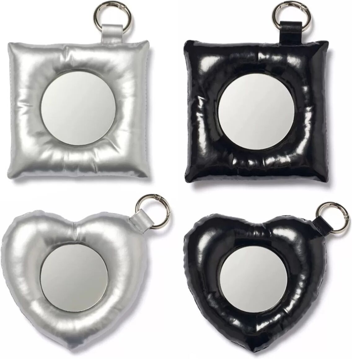 INF Tragbarer PU-Leder Gepolsterter Kompaktspiegel kompatibel mit Damen, Reise & Tasche Schwarz