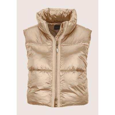 Kurzweste MADELEINE "Steppweste Sommerweste mit Glanz-Finish", Damen, Gr. 48, beige, Obermaterial: 100% Polyamid PA., Modern, normal, Westen, Wattierte Steppweste in Kurzform