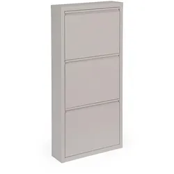 Schuhschrank Eyvin aus Metall, modern und lackiert, Taubengrau, 3 Fächer, kompakt für Indoor