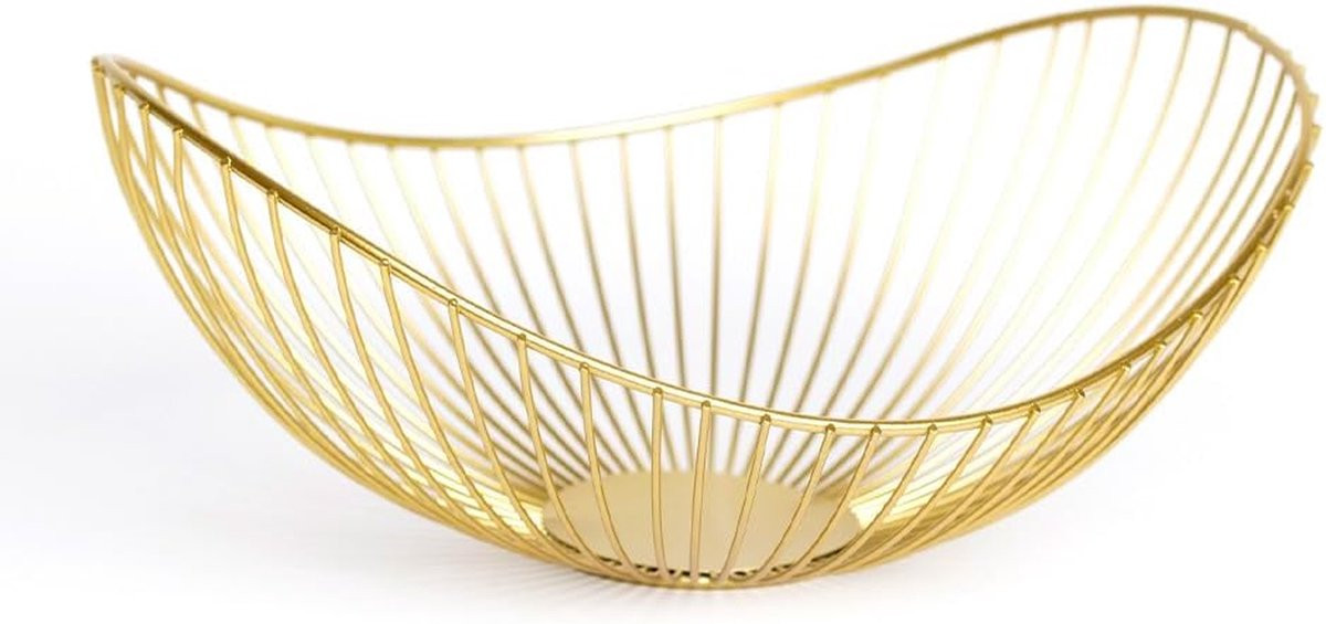 Metalen Mand Decoratieve Opberger Keuken Organisatie Ovaal Modern Design Goud 30 x 13 cm