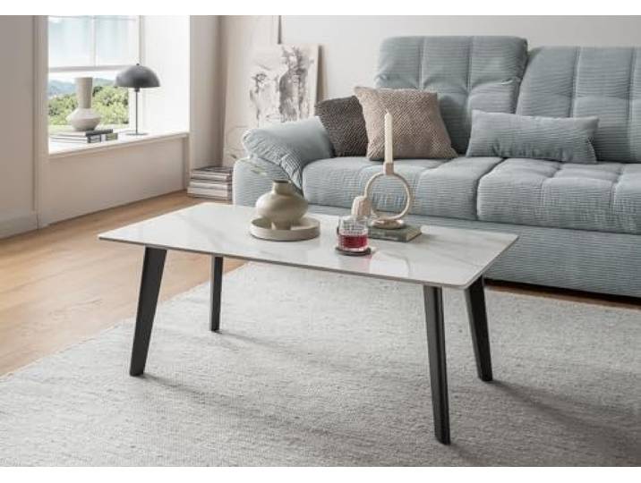 möbelando Couchtisch >2166-19< in matt weiß, Keramik - 110x60x60cm (BxHxT)