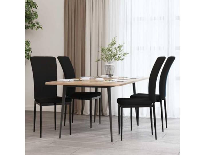 UYPTERF Esszimmerstühle 4 STK. Schwarz Samt Weicher Samtbezug, Eisenrahmen, Schaumstoffpolsterung, Montageanleitung, max. 110 kg pro Sitzplatz