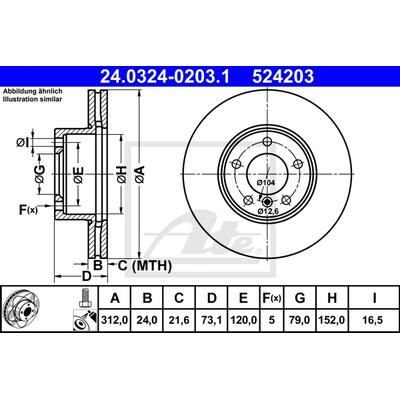 ATE Bremsensatz-Vorderachse PowerDisc / Standard ijzjsgin30 Vorderachse belüftet 312mm 24mm für BMW