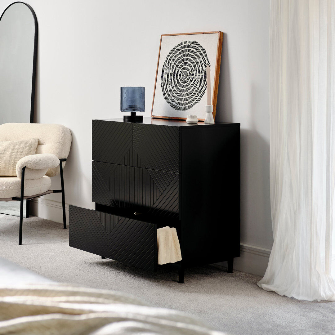 Brayden Studio Chest of Drawers - Black Black 86cm H x 80cm W x 46cm D