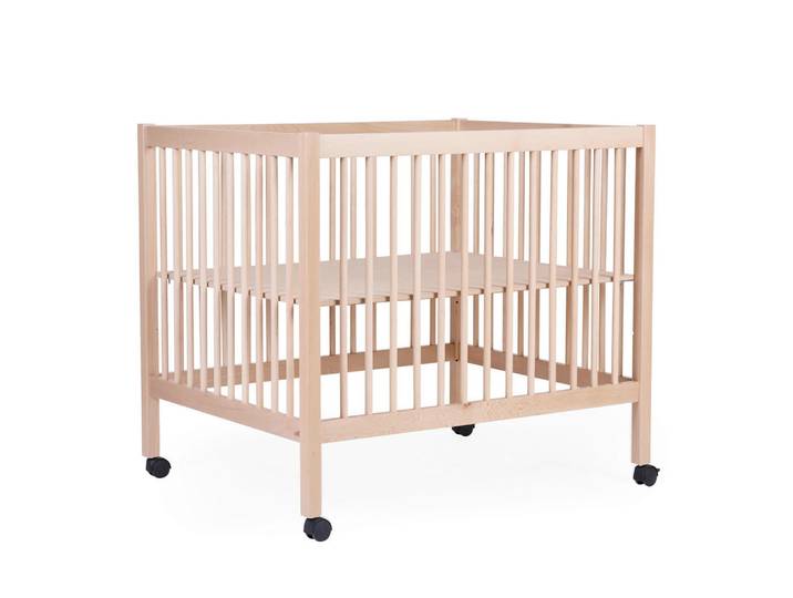 Childhome Laufgitter Pa97Na Natur inkl. Rollen, Natur, Holz, Buche, teilmassiv, 78x82x98 cm, EN 71, Made in Europe, höhenverstellbar, Babymöbel, Laufstall Baby