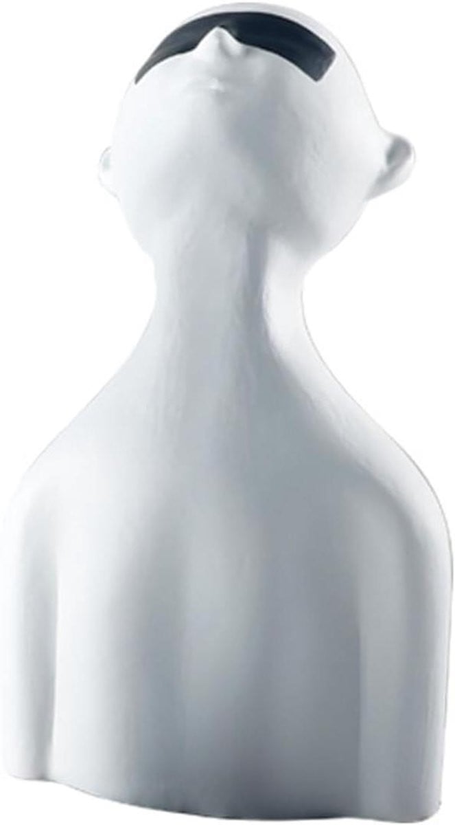 Abstracte sculptuur decoratie - Moderne kunst figuur voor woonkamer of kantoor - Handgemaakt hars design - Wit
