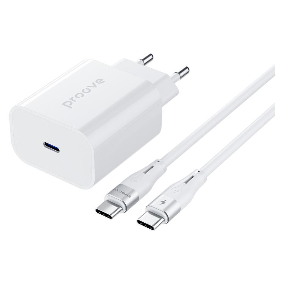 Proove wall charger Rapid 30W Type-C + Cable Type-C To Type-C 60W white (30 W, 2 Ports) (OTHER)