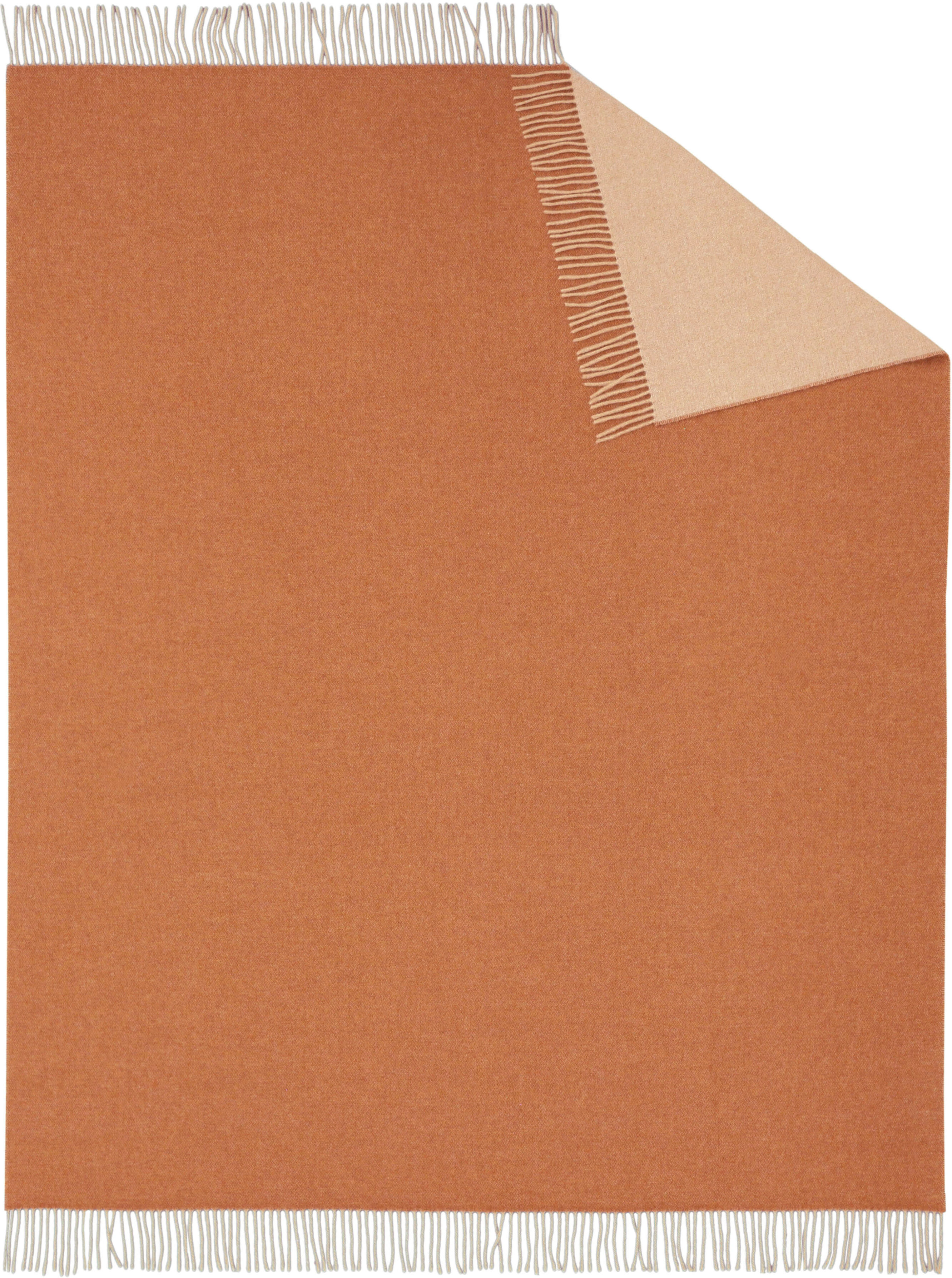 Wohndecke BIEDERLACK "Soft Impression im Doubleface-Look", beige (henna, sand), B:150cm L:200cm, Baumwolle, Kaschmir, Wohndecken, Wohndecke, Baumwolle-Kaschmir-Mix henna, sand B/L: 150cm x 200cm