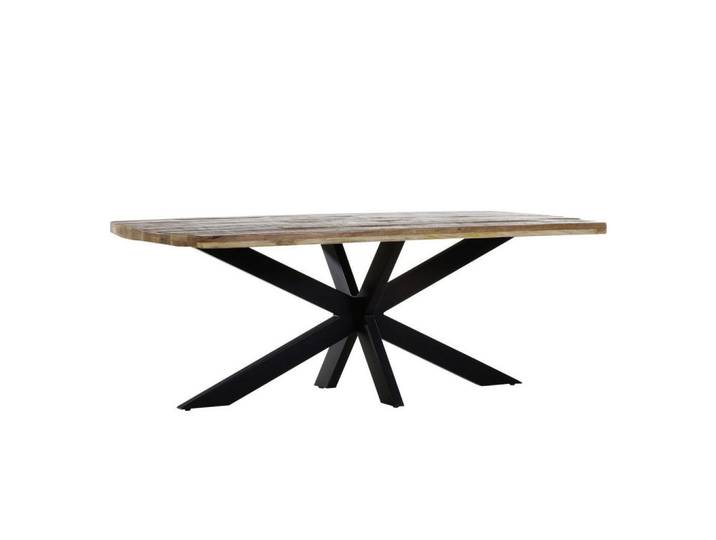 Landscape Esstisch, Natur, Schwarz, Holz, Mangoholz, massiv, Freiform, Sternfuß, 100x77x210 cm, Esszimmer, Tische, Esstische