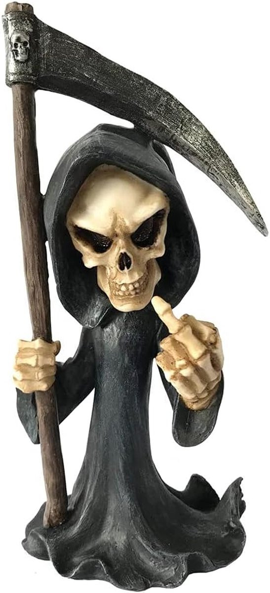 Magere Hein Beeldje - Handgeschilderd Skelet Figuur - Zwart - Hoogte: 215 cm