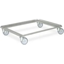 Logistikroller, Edelstahl, rostfrei, offene Deckfläche, für Eurobehälter 800 x 600 mm, Tragkraft 250 kg