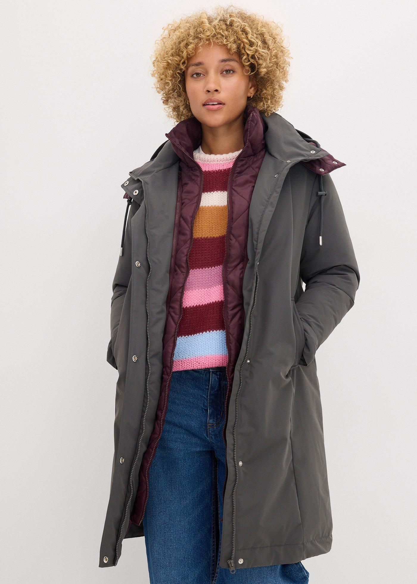bonprix Wasserabweisende Outdoorjacke 2in1-Optik, grau, Gr.44, Outdoorjacke in 2-in-1 Optik, wasserabweisend