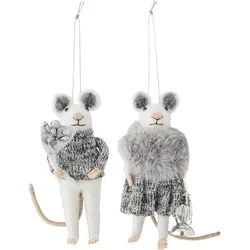 Peo Christbaumschmuck Mäuse weiß-grau, 2 St.