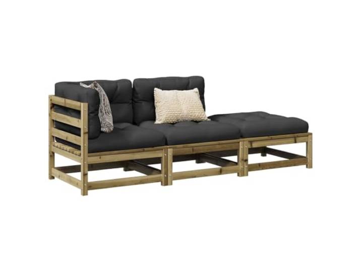 KTHLBRH 3-teiliges Gartenmöbel-Set aus imprägniertem Kiefernholz Eckbank mit Kissen, modulares Design, 110 kg pro Sitz, für Terrasse und Terrasse