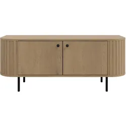 LOWBOARD Halay Eiche Cremona, 2 Türen Moderne Rillenstruktur 123 cm, mit runden Kanten