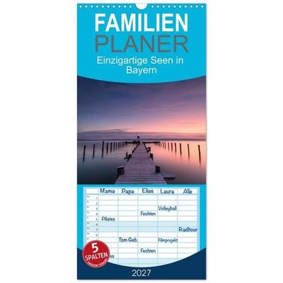 Familienplaner 2027 - Einzigartige Seen in Bayern mit 5 Spalten (Wandkalender, 21 x 45 cm) CALVENDO
