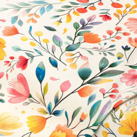 Baumwoll-Canvas Blumen „Doreen“, weiß-color