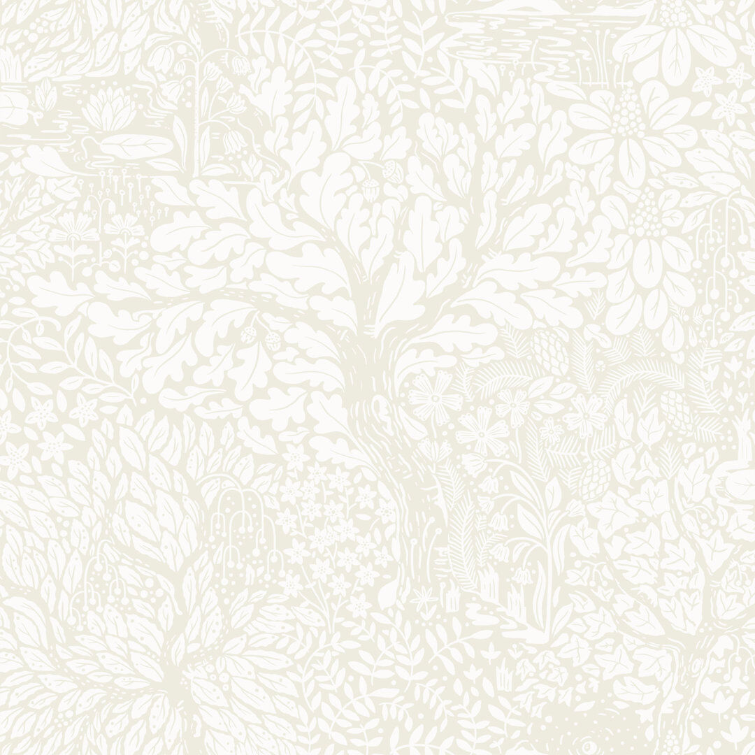 Ophelia & Co. Hjarterum Olle Forest Leaf Motif 10.05m x 53cm Matte Wallpaper Roll Beige/White