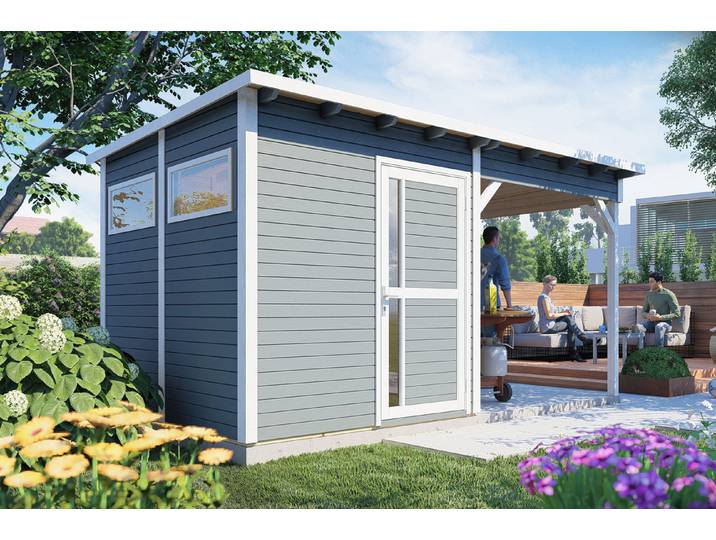 Bertilo Gartenhaus Pentus 2 Lounge Design Hellgrau 447 × 234× 233 cm
