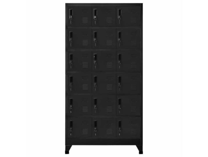 MNCVXAXG Schrank mit Schloss, schwarz, 90 x 40 x 180 cm, Stahl, 18 Türen Inklusive Wandbefestigung, 2 Schlüssel für Tür, Lufteinlässe, Kennzeichenhalter, Traglast 10 kg pro Fach