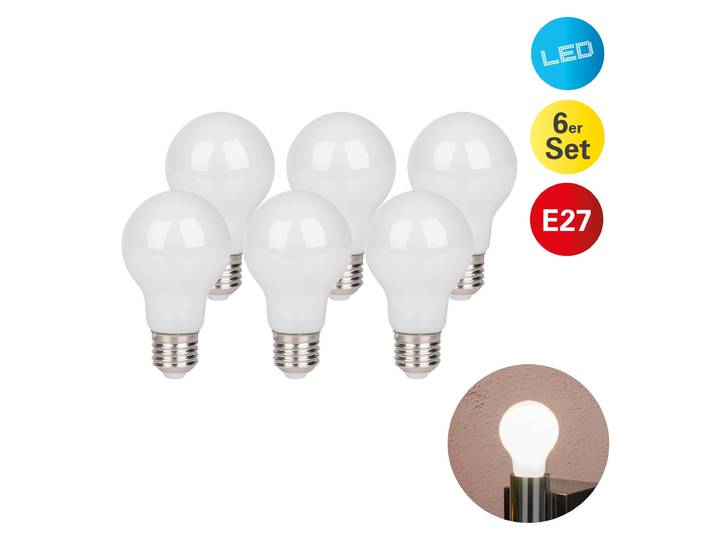 NÄVE LED-Leuchtmittel Bobs , Energieeffizienz: F, transparent, L:10,8cm Ø:6cm, Leuchtmittel, LED 6er Set, Leuchtmittel,6xE27total8,3W, nicht dimmbar, LED-Leuchtmittel