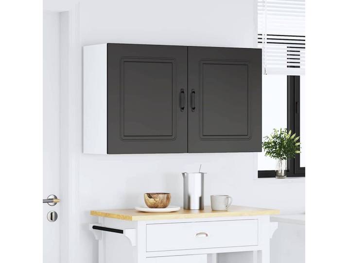 vidaXL Hängeschrank vidaXL Küchen-Hängeschränke 2 Stk. Kalmar Schwarz Holzwerkstoff