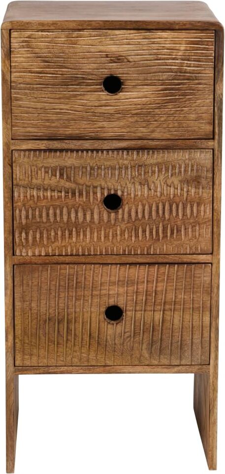 Maisons du Monde Cajonera con 3 cajones de mango grabado a mano