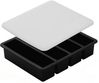Universal Stock Large Ice Cube Tray With Lid Stackable Silicone Ice Cube Mold For Whiskey Cocktails black With Lid