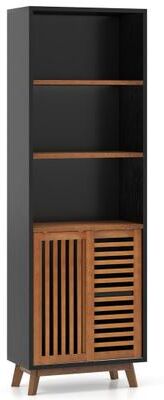 Costway 70 Inch 5-Tier Bookshelf with Reversible Adjustable Shelf-Black