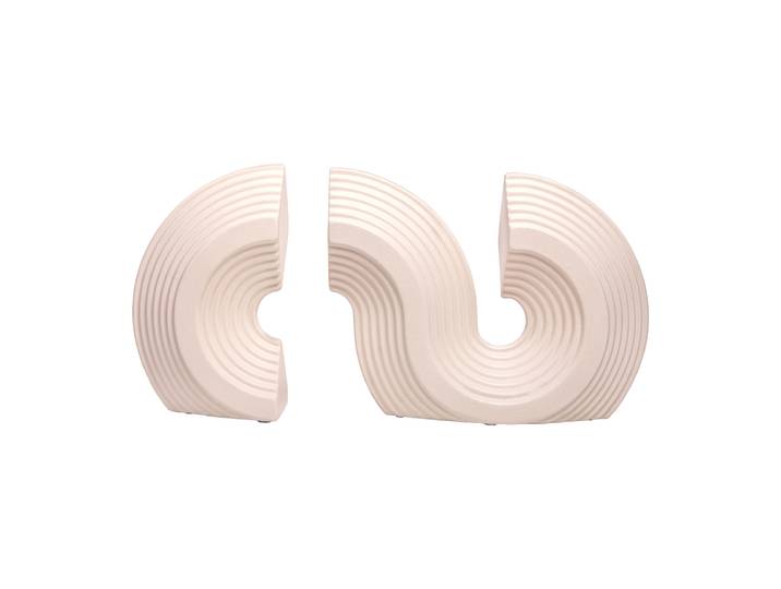 QUVIO Boekensteun - Geometrisch - Decoratief object - Keramiek- Beige - Set van 2