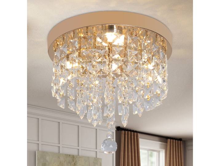 Plafonniers en cristal lustre doré moderne luxe Led plafonnier salon chambre salle à manger décoration de la maison éclairage
