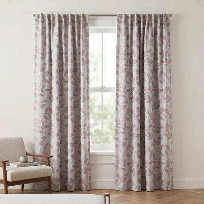 Superior Leaves Botanical 2-Piece Semi-Blackout Room Darkening Curtain Set, Back Tab Window Drapes