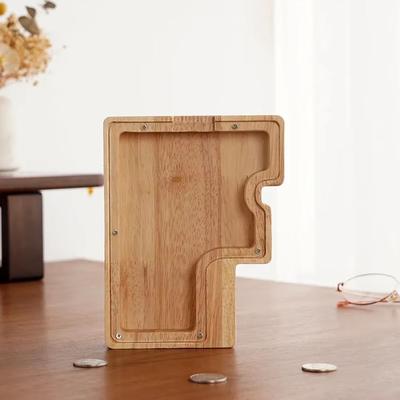 Inspired Finds Wooden Alphabet Piggy Bank A To Z Transparent Acrylic Money Box Children Toy Storage Decor f