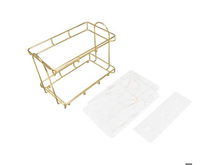 Étagère de comptoir 2 niveaux or anti-dérapante rangement beauté pour maison et hôtel