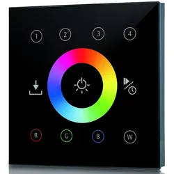 Rutec Projekt AC-DMX Touchpanel 4 ZONEN RGBW, Glas, schwarz RUP-PHZ520