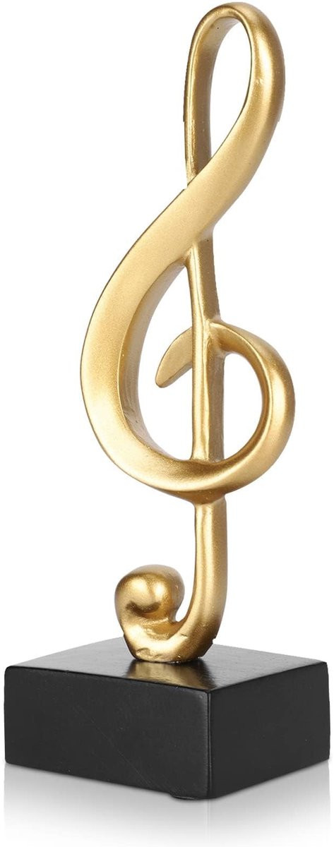 Decoratieve muzieknoten en vioolsleutel voor op tafel of piano, Hoogte: 17,3 cm