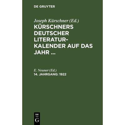 1922, Gebundene Ausgabe von , De Gruyter, 978-3-11-267097-2